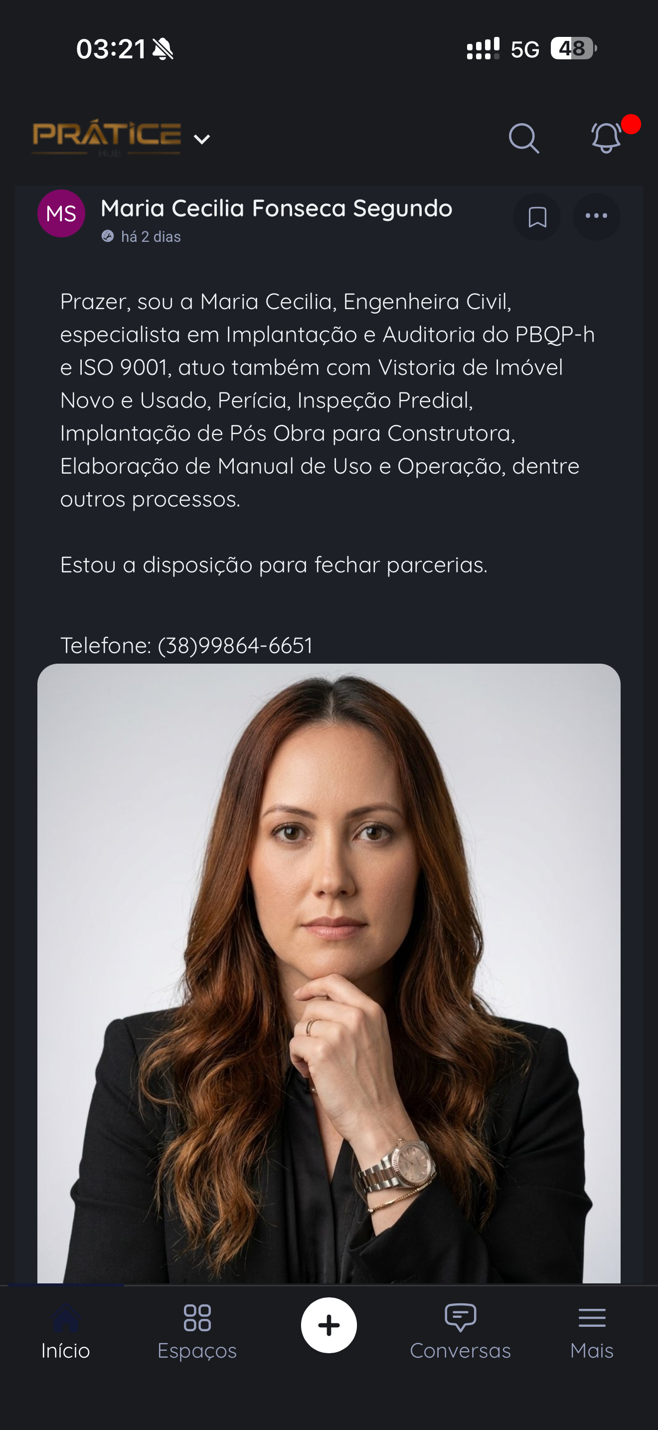 Depoimento de membro do Prátice Hub